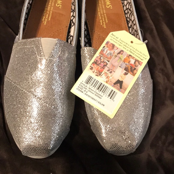 toms silver glitter women's classics